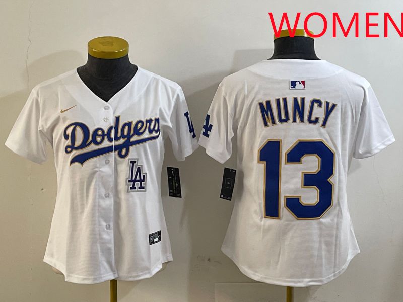 Women Los Angeles Dodgers 13 Muncy White Gold Game 2025 Nike MLB Jersey style 11
